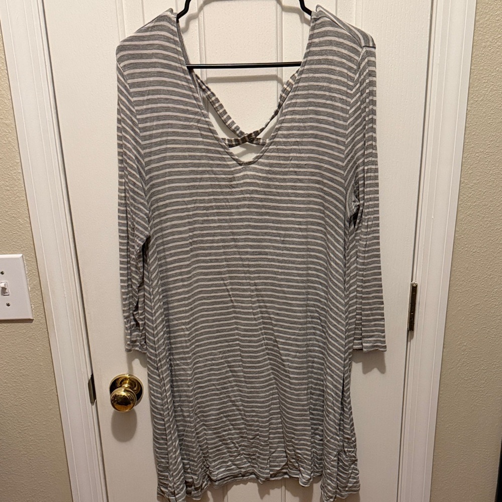 Olivia Sky Gray Striped Midi Dress